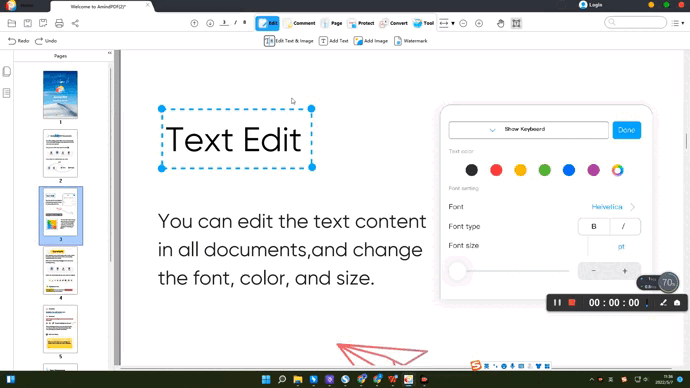 AmindPDF editor can modify text and pictures